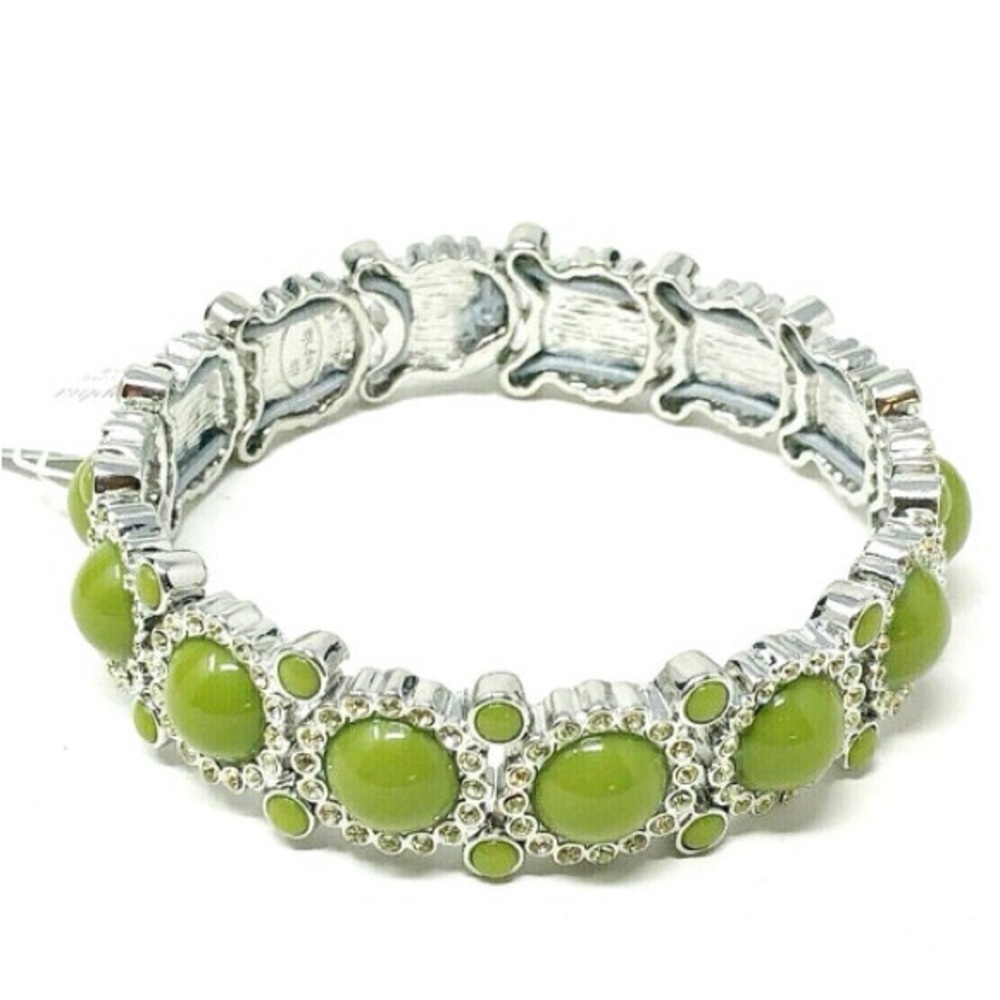 NWT Lia Sophia Green Sparkler Stretch Bracelet with Rhinestones